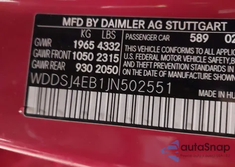 2018 Mercedes-Benz Cla 250 from USA, damaged, VIN WDDSJ4EB1JN502551